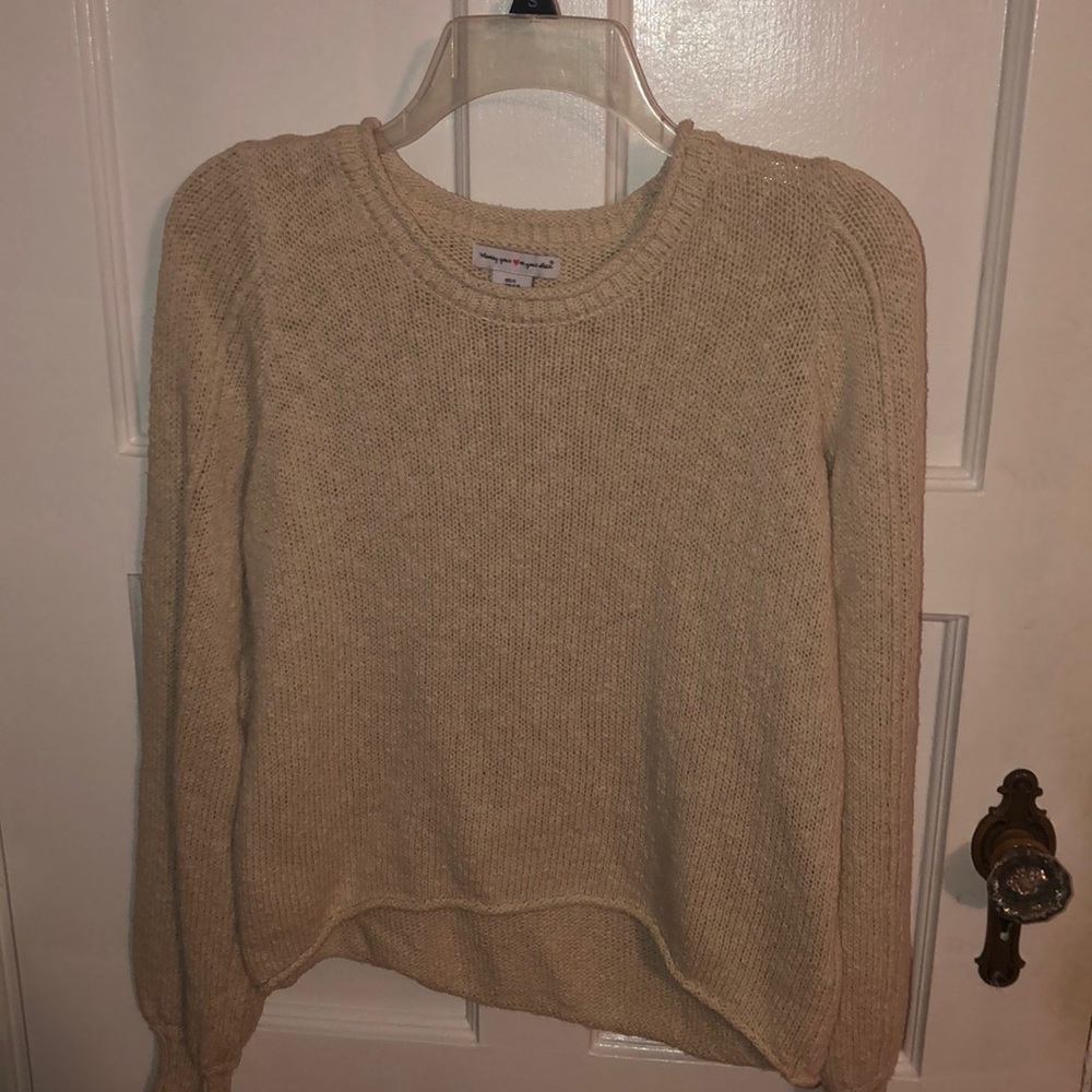 High low cream sweater